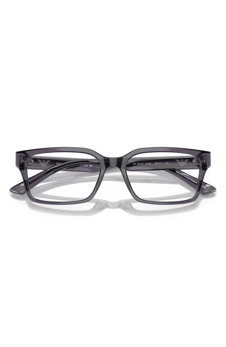 Emporio Armani 55mm Rectangle Optical Glasses, Alternate, color, Dark Grey / Demo Lens