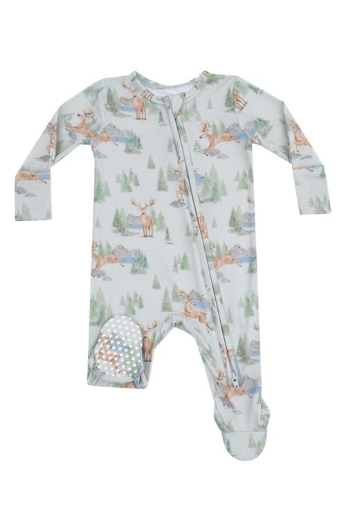 Angel Dear Buck Deer Two-way Zip Long Sleeve Footie In Gray