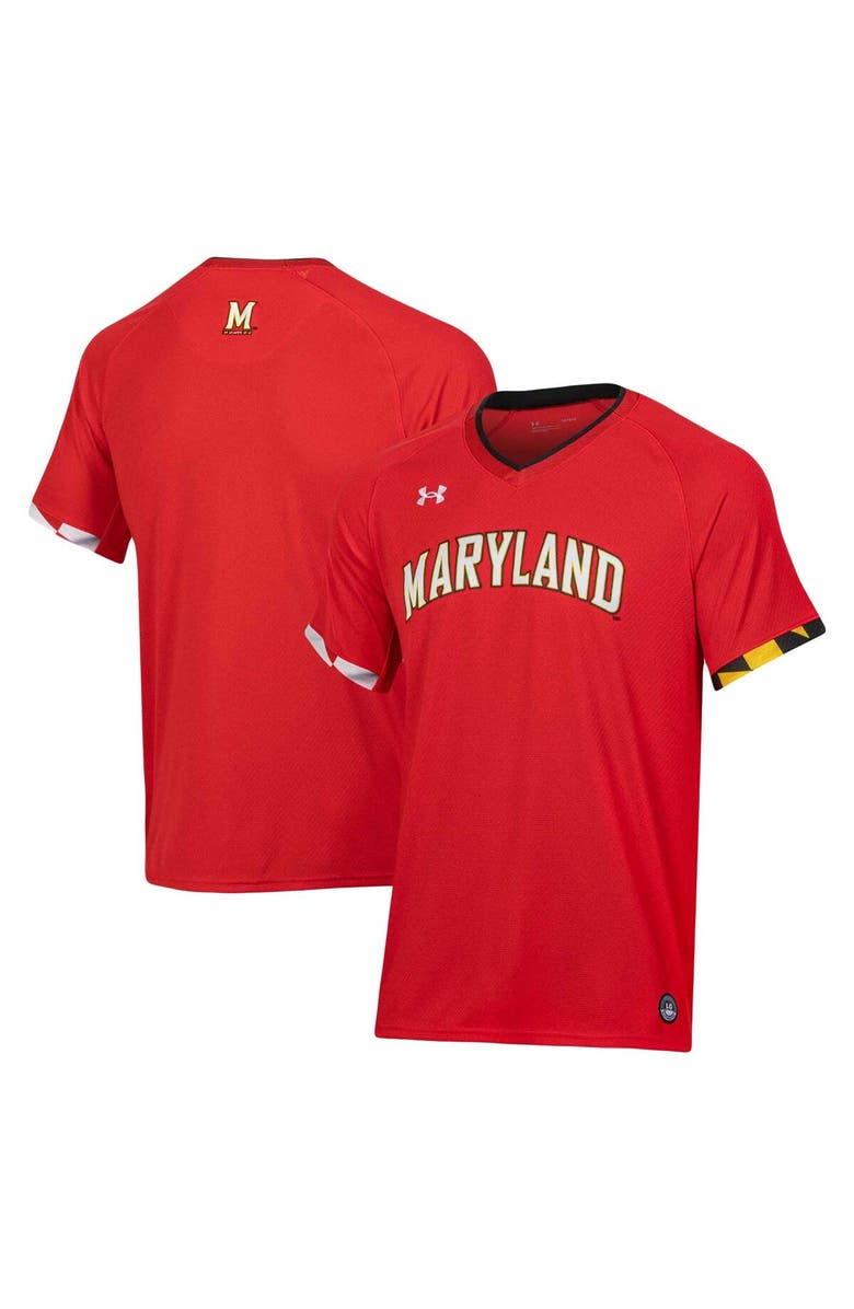 Under Armour Men's Under Armour Red Maryland Terrapins Softball V-Neck Jersey, Main, color, Red