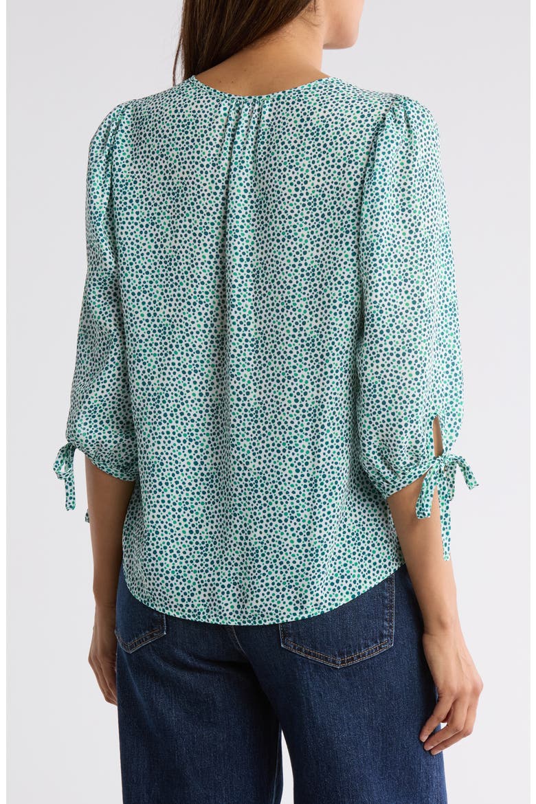 Dot V-Neck Long Sleeve Top, Alternate, color, GREEN