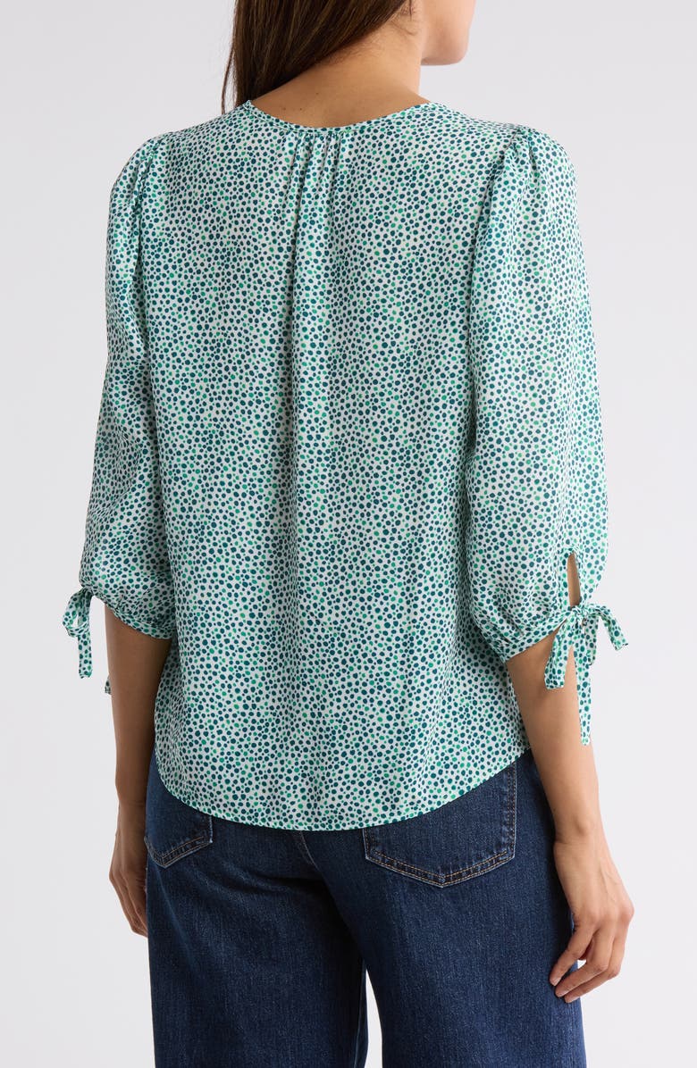 Renee C Dot V-Neck Long Sleeve Top, Alternate, color, Green