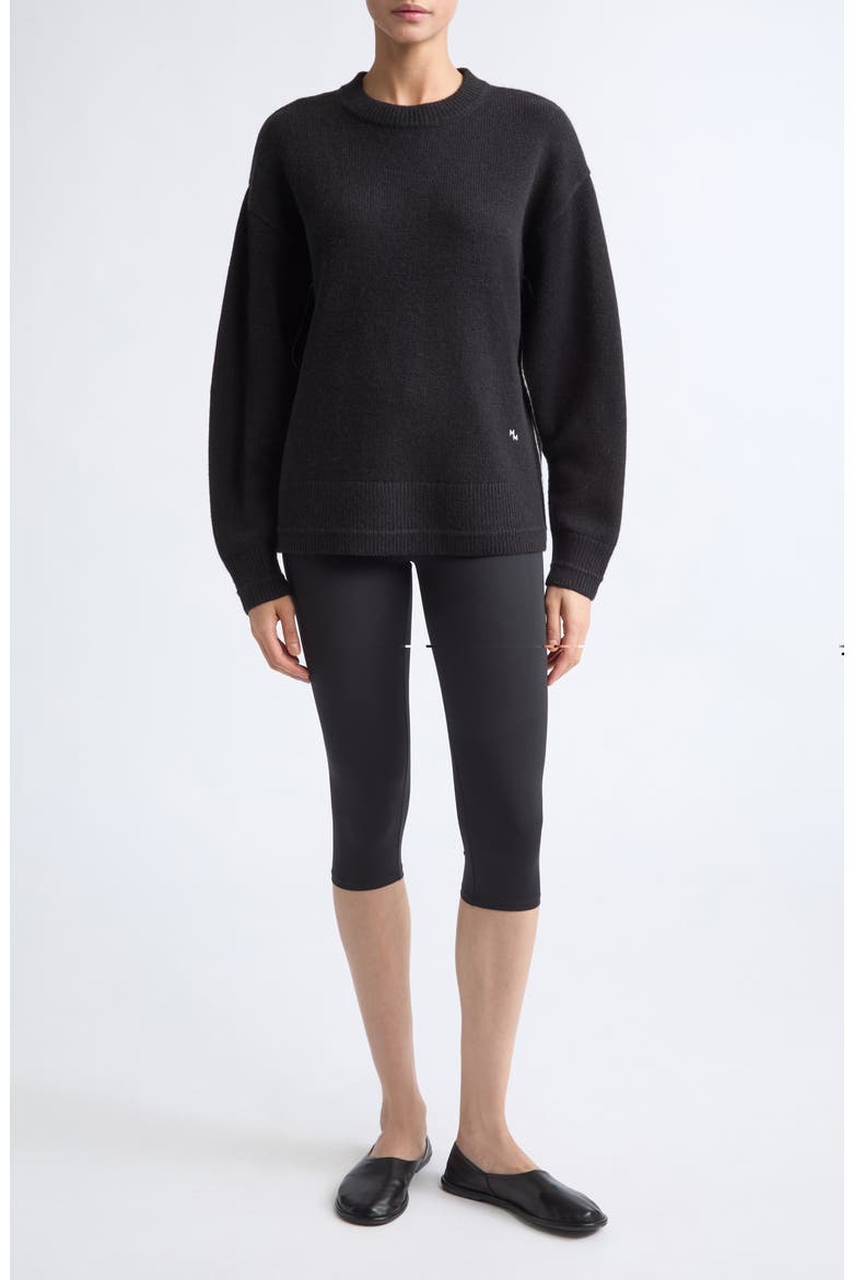 Ladder Stitch Recycled Cashmere & Cotton Sweater, Alternate, color, OFF BLACK