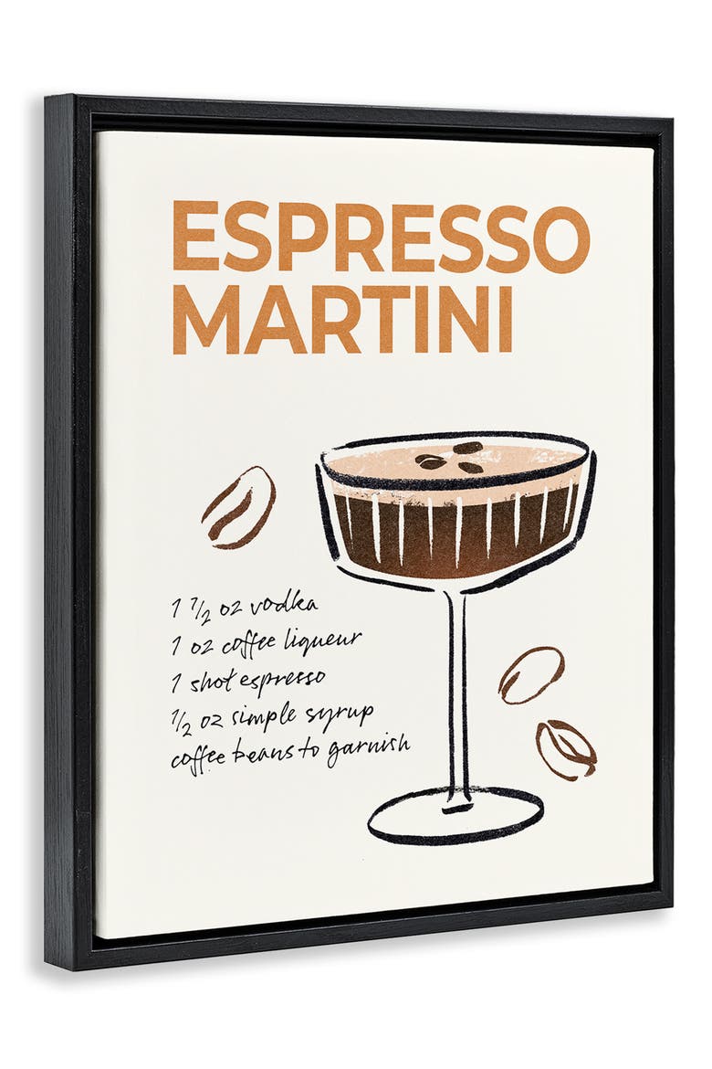 Espresso Martini Drink Recipe Framed Canvas Wall Art, Alternate, color, BROWN