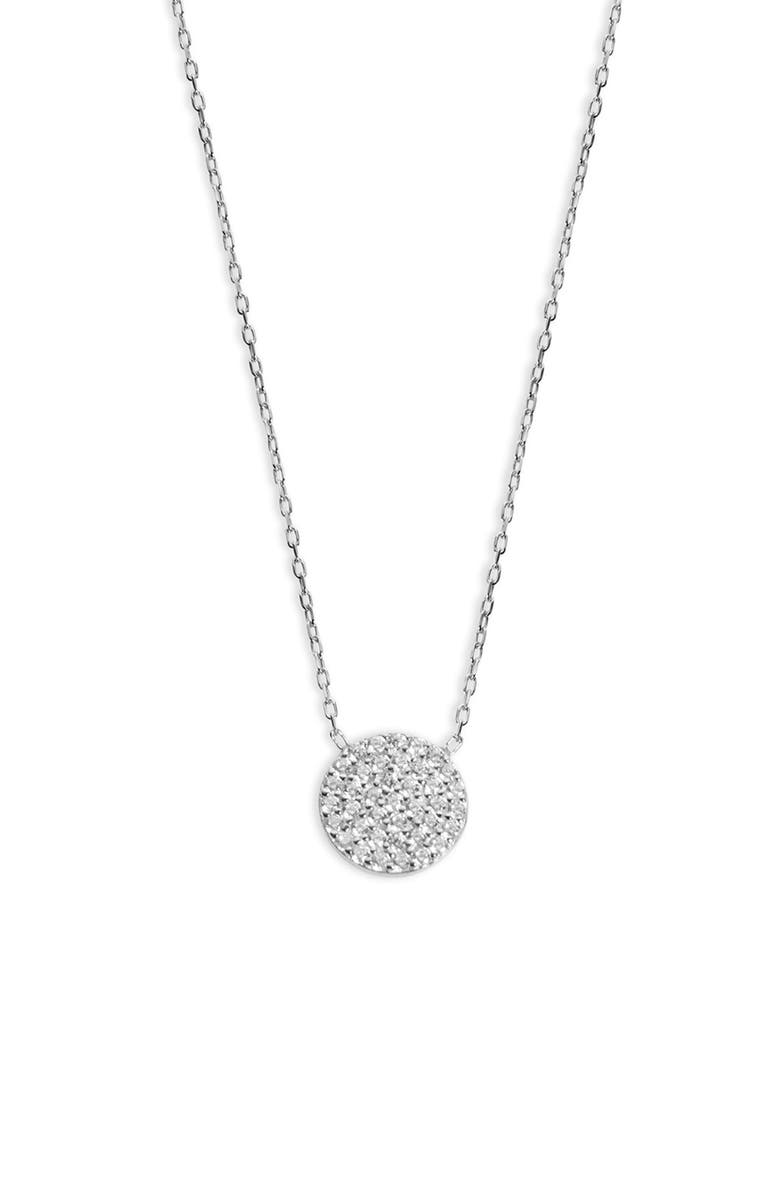 Argento Vivo Sterling Silver CZ Circle Pendant Necklace, Main, color, Silver