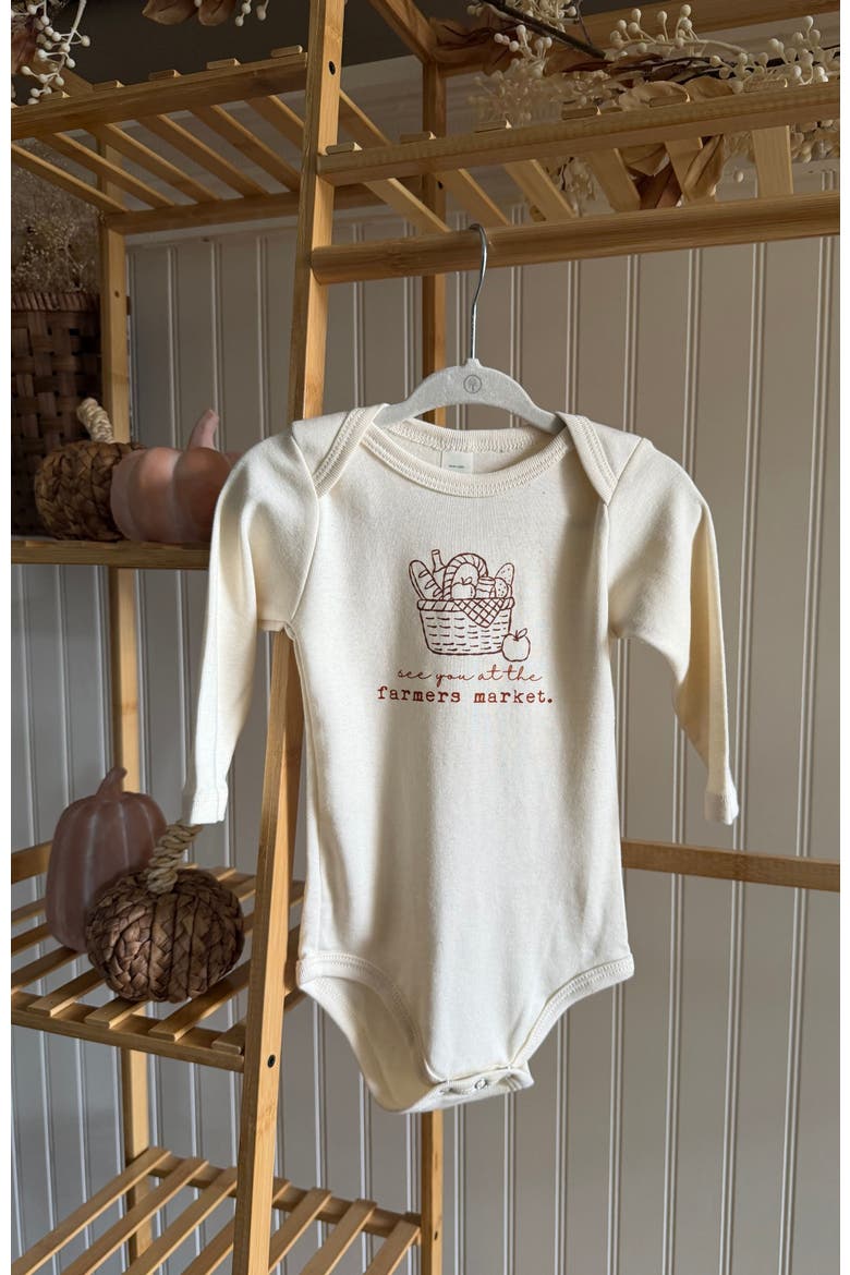 Farmers Market Organic Bodysuit Long Sleeve, Alternate, color, Natural