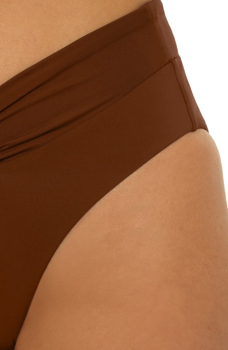 Becca Color Code High Waist Bikini Bottoms, Alternate, color, Dark Coco