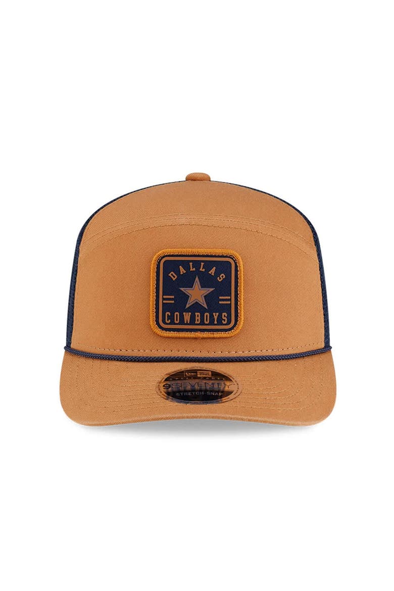 Men's New Era  Brown/Navy Dallas Cowboys Team Patch Split Panel 9SEVENTY Adjustable Trucker Hat, Alternate, color, Brown