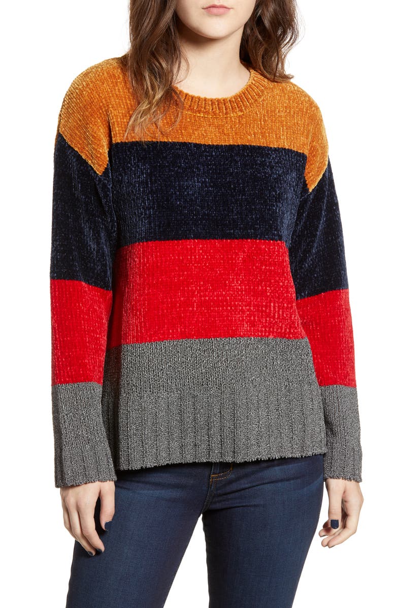 Cotton Emporium Stripe Chenille Sweater, Main, color,