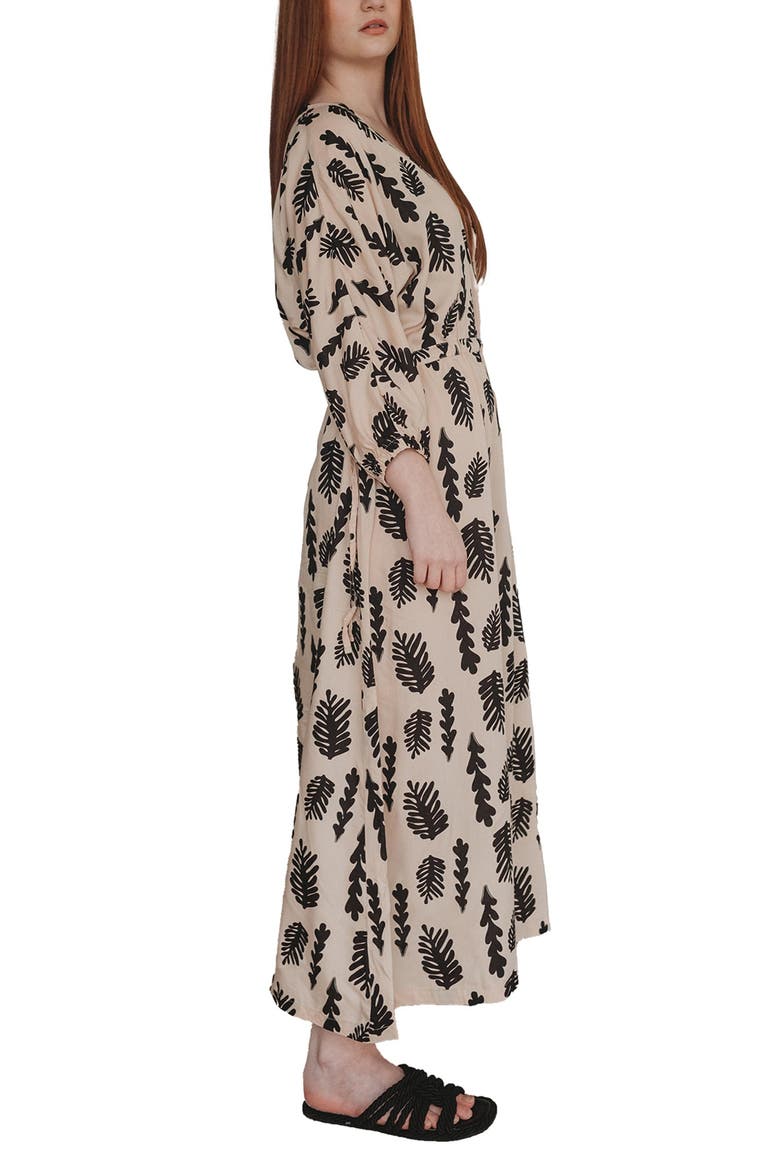 Organic Cotton Kaya Seaweed Print Maxi Dress, Alternate, color, Cream