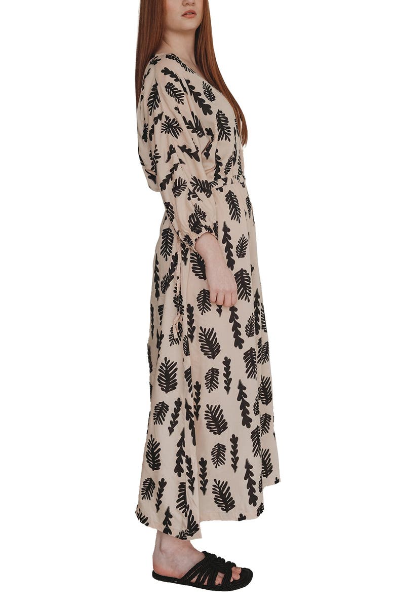 Turtledove London Organic Cotton Kaya Seaweed Print Maxi Dress, Alternate, color, Cream