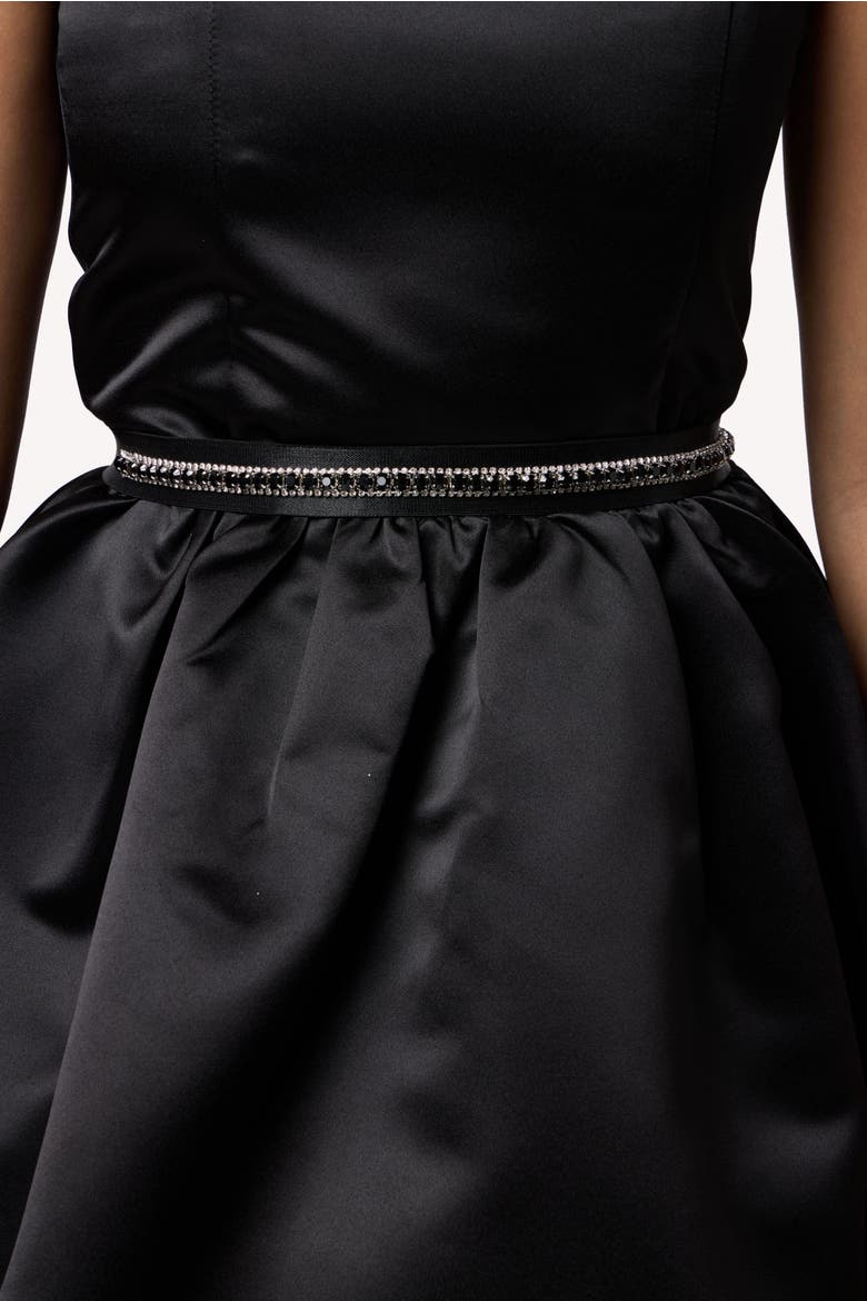 Stretchy Satin Rhinestone Belt, Main, color, Black