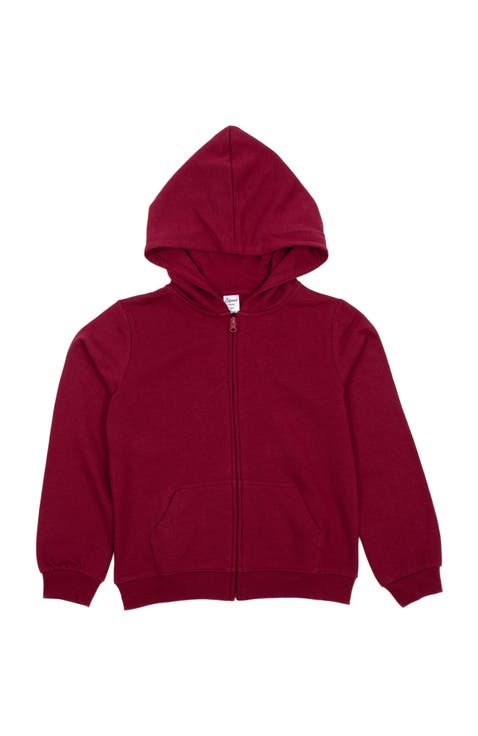 Kids Zip-Up Sweatshirt Hoodie, Cotton Blend, Solid Colors