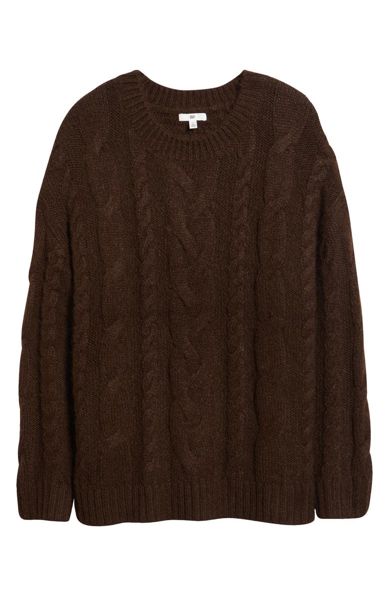 BP. Oversize Cozy Cable Sweater, Alternate, color, Brown Coffee