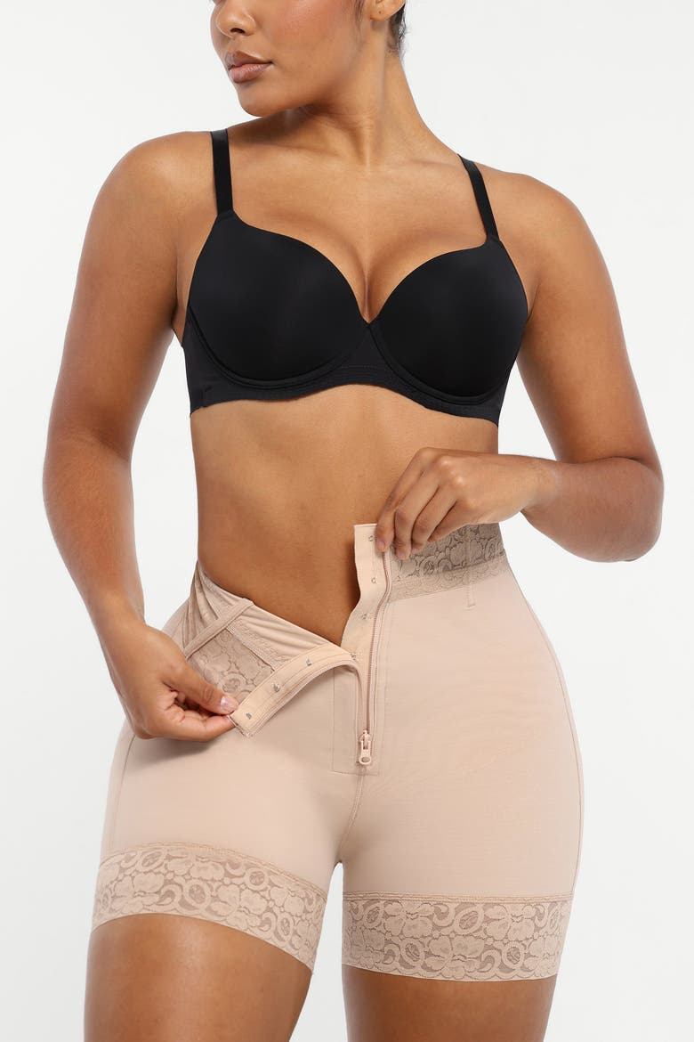 Mid-Rise Steel Boned Butt-Lifting Shorts, Alternate, color, Tres Naturale