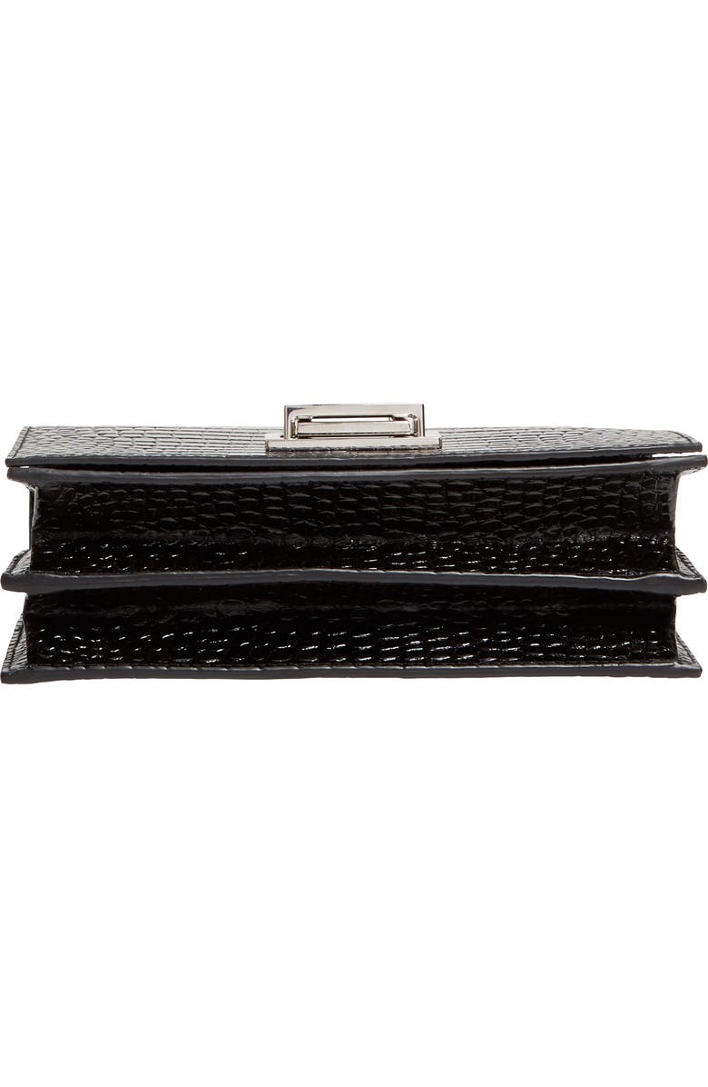 Saint Laurent Gray Croc Embossed Calfskin Leather Shoulder Bag, Alternate, color,