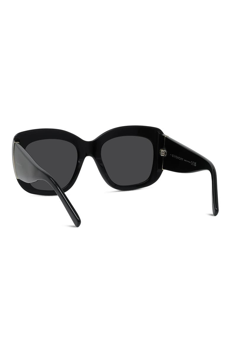 Bold 53mm Gradient Butterfly Sunglasses, Alternate, color, SHINY BLACK / SMOKE