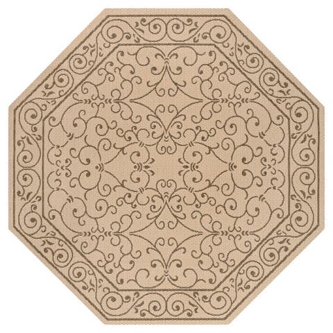 Charleston Vintage Filigree Textured Weave Octagon Indoor/Outdoor Area Rug