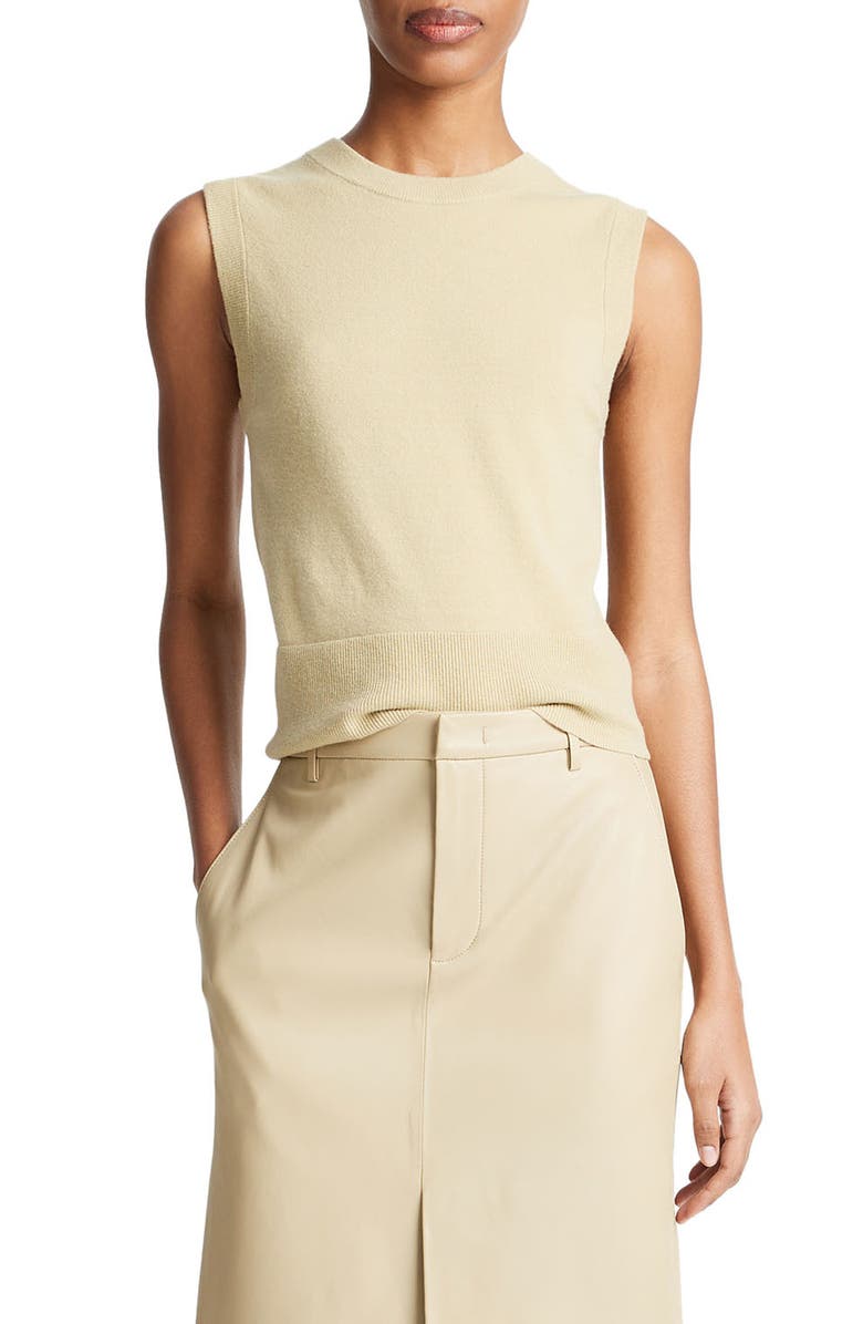 Vince Sleeveless Wool & Cashmere Blend Sweater, Main, color, Thyme