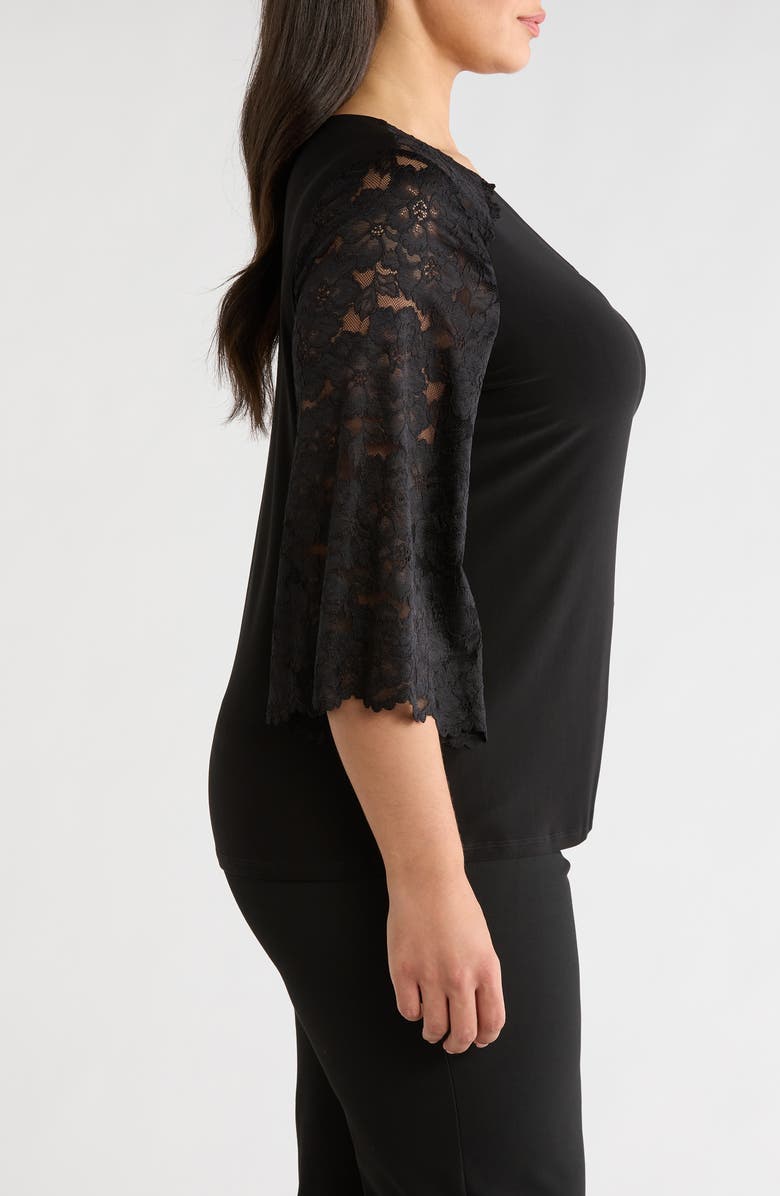 KASPER Lace Sleeve Knit Top, Alternate, color, Black