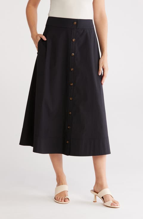 Karel Stretch Cotton Midi Skirt
