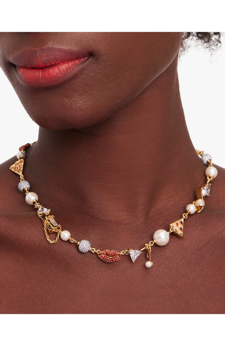 Kate Spade New York crystal statement charm necklace, Alternate, color,
