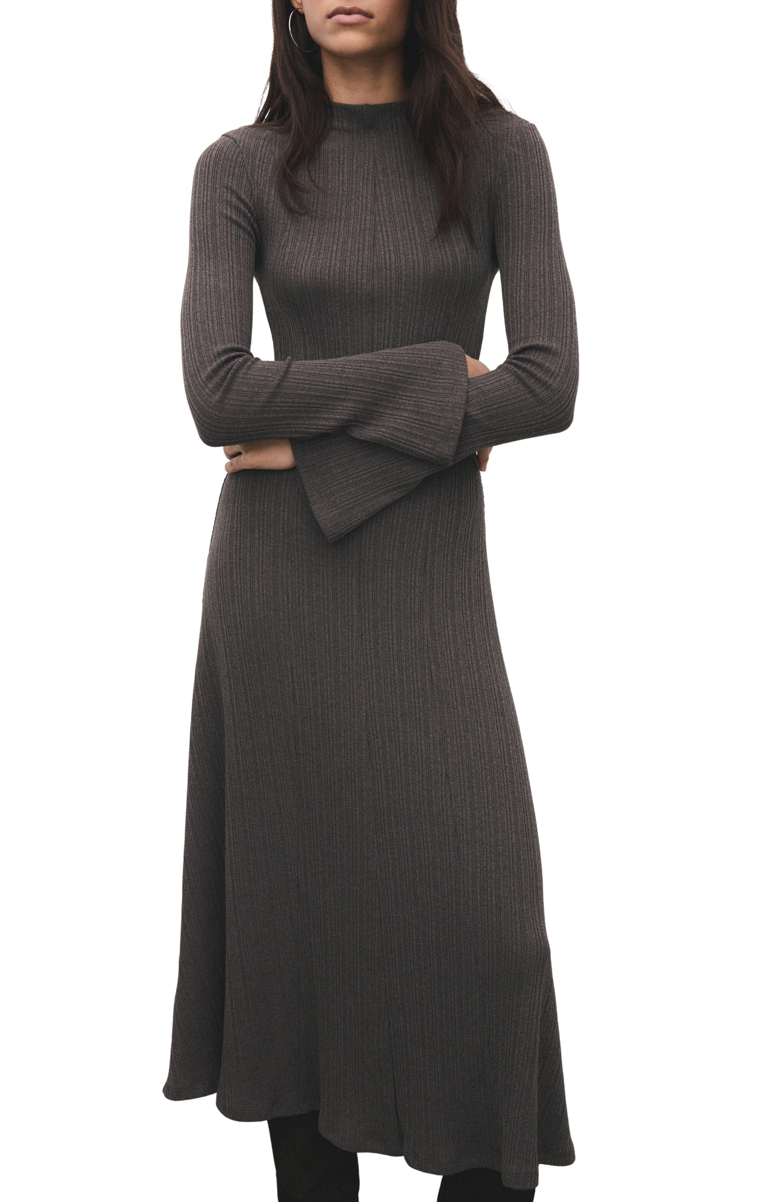 Long Sleeve Rib Midi Dress