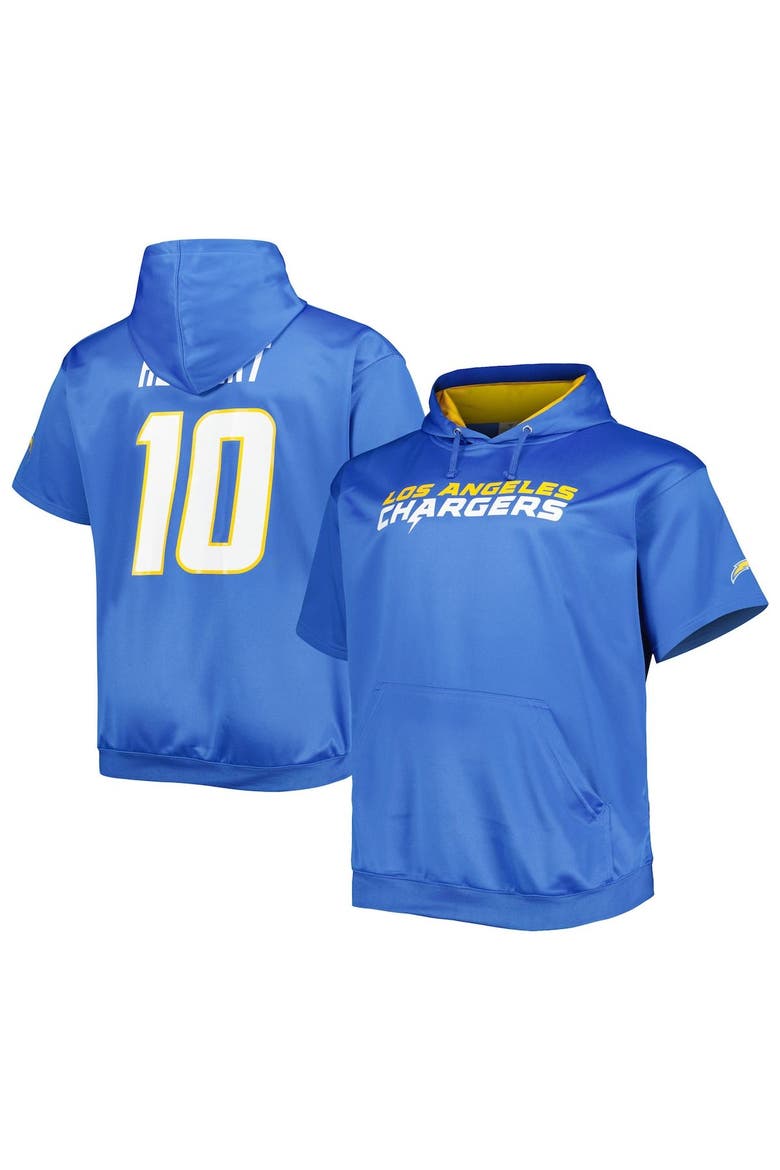 Men's Justin Herbert Powder Blue Los Angeles Chargers Big & Tall Short Sleeve Pullover Hoodie, Main, color, Powder Blue
