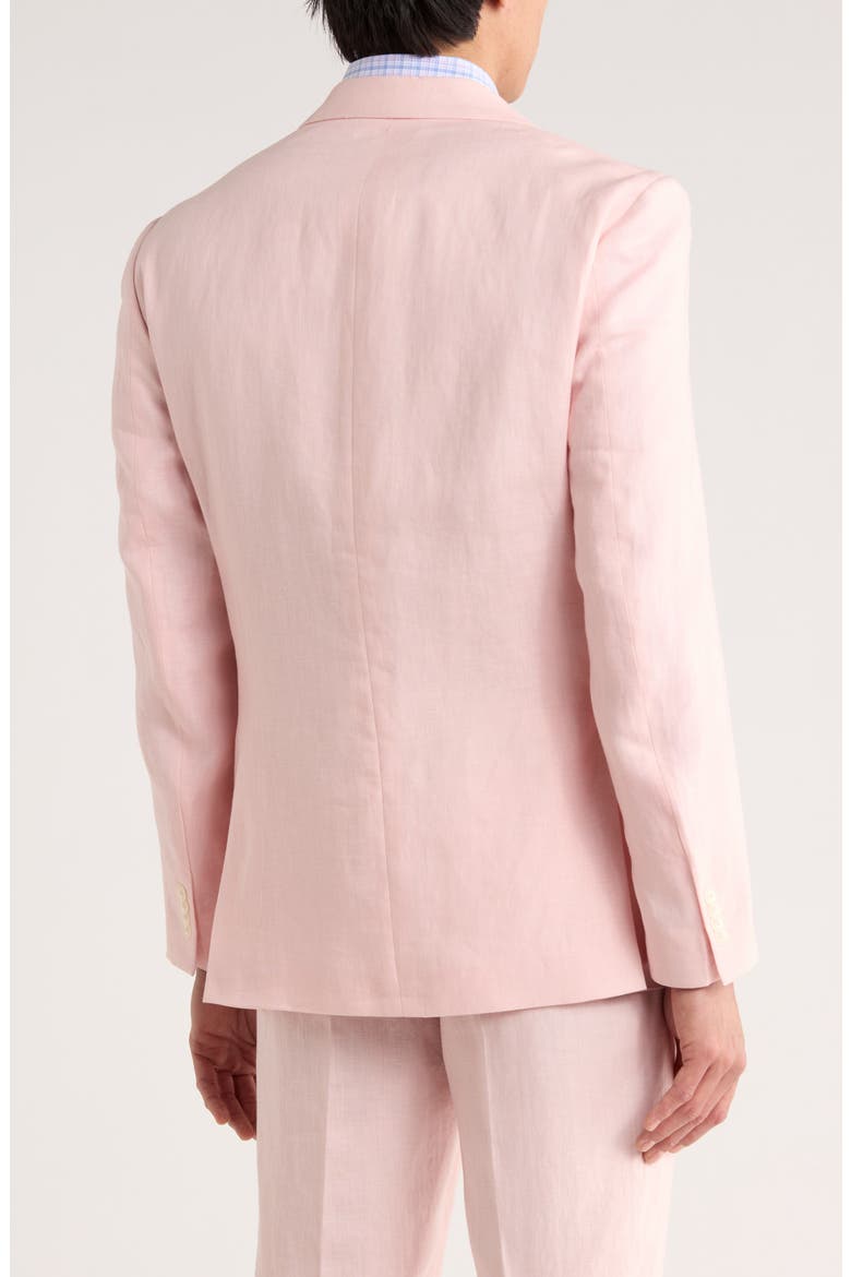 Two Button Notch Lapel Woven Linen Sport Coat, Alternate, color, PINK PLAIN
