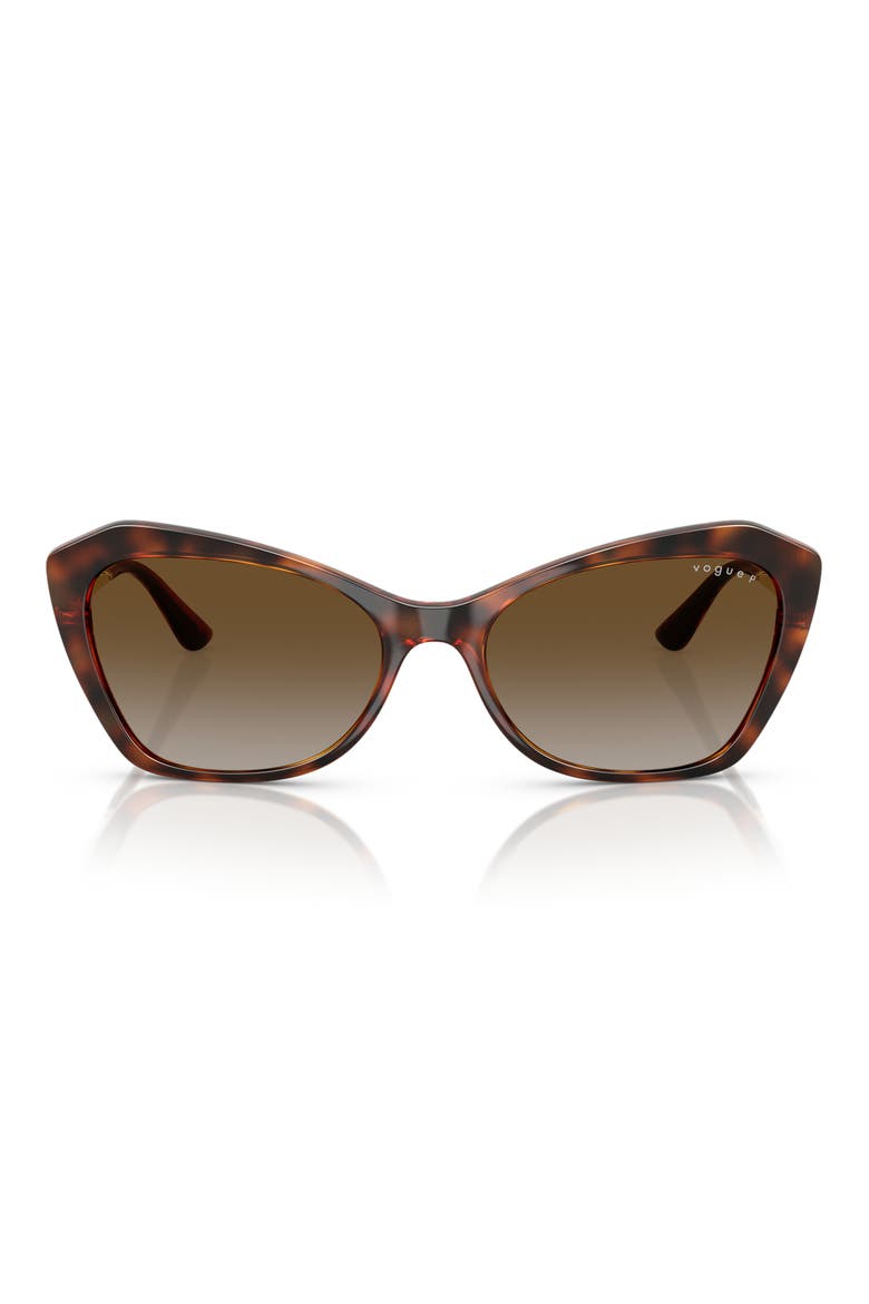 56mm Polarized Gradient Cat Eye Sunglasses, Main, color, DARK HAVANA