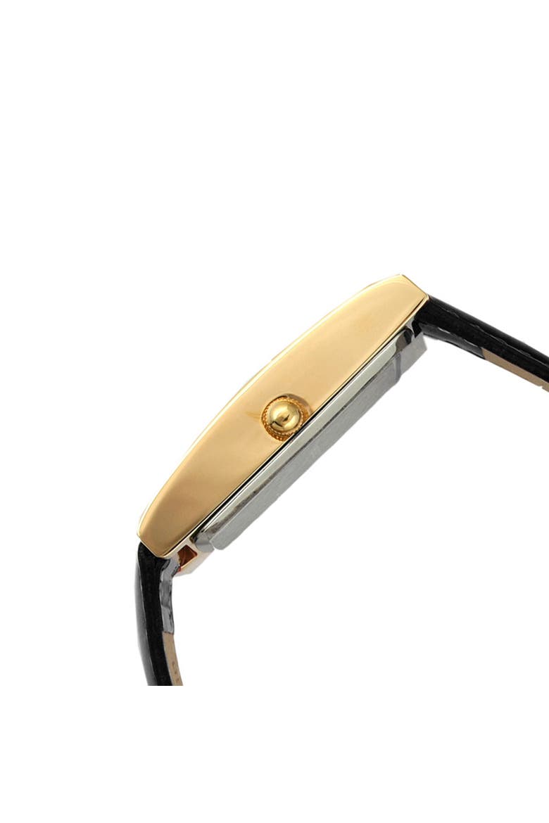 Everyday Rectangular Glossy Leather Watch- 35x18MM, Alternate, color, Black