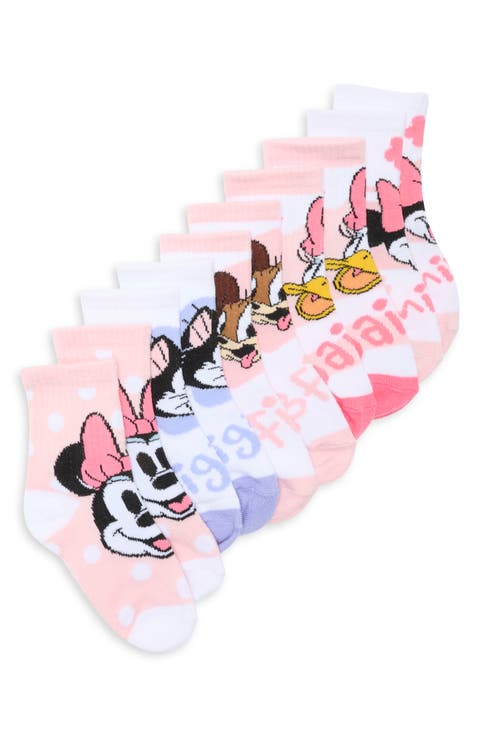 Kids' Disney Minnie Mouse Assorted 5-Pack Socks with Reusable Pouch (Toddler & Little Kid)