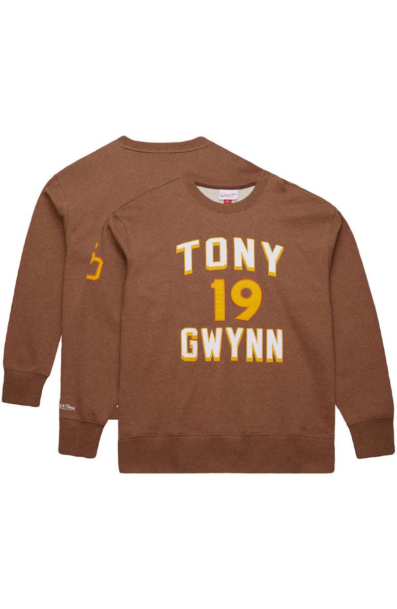 Mitchell & Ness Men's Mitchell & Ness Tony Gwynn Brown San Diego Padres Legends Collection Vintage Logo Name & Number Fleece Pullover Sweatshirt, Main, color, Brown
