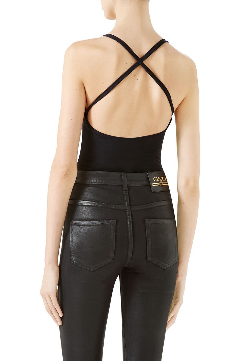 Gucci Logo One-Piece Swimsuit, Alternate, color,