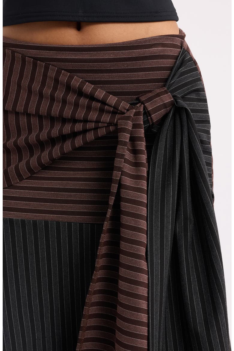Promesa Pinstripe Flared Midi Skirt, Alternate, color, CHOCOLAT