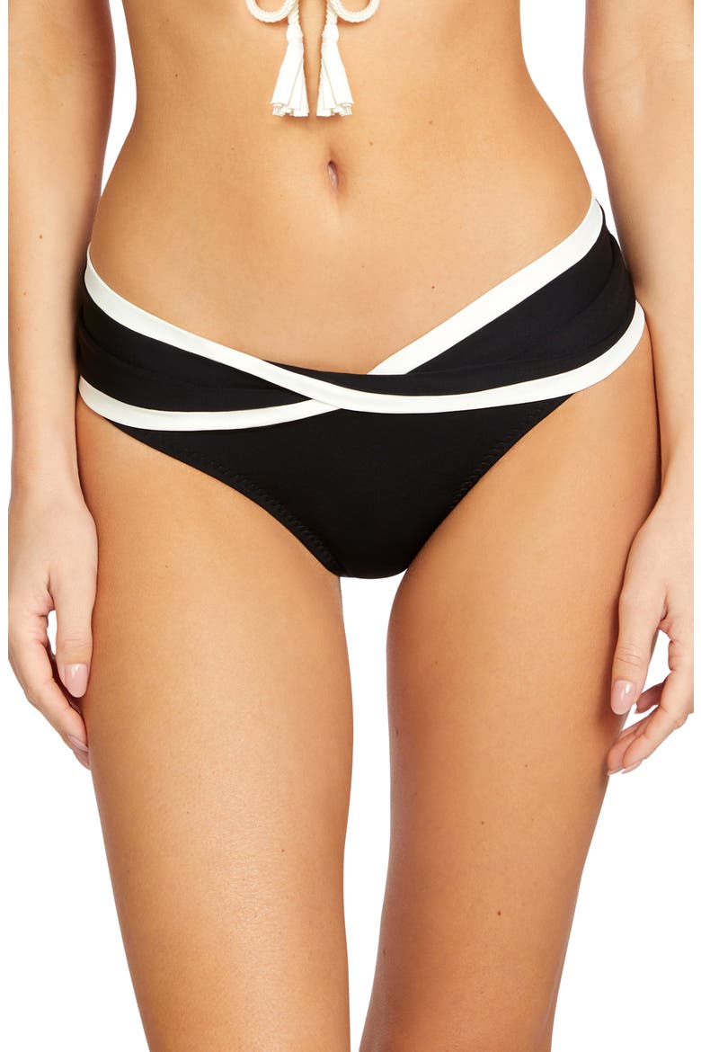 Tierna Twist Hipster Bikini Bottoms, Main, color, BLACK/ CREAM