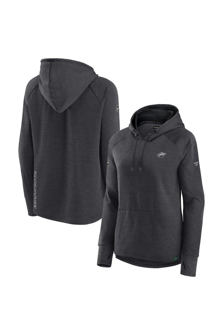Women's Fanatics Branded  Heather Charcoal Minnesota Wild Authentic Pro Pullover Hoodie, Alternate, color, Heather Charcoal