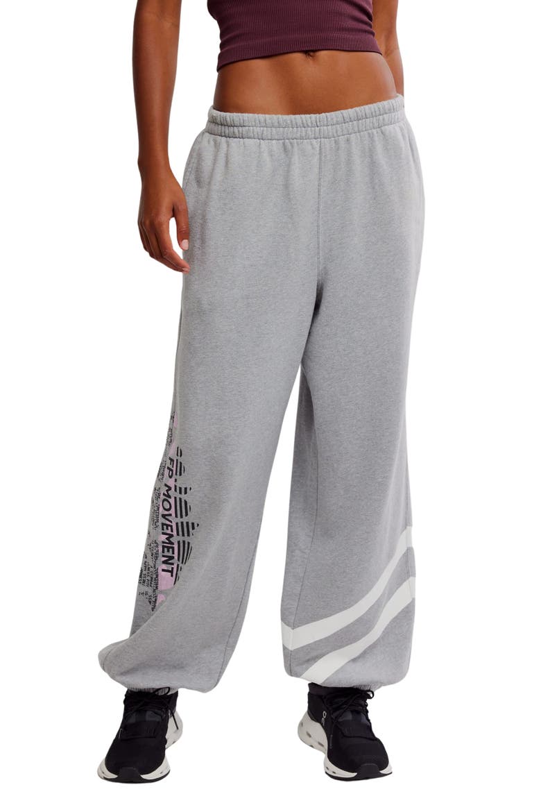 FP Movement All Star Oversize Graphic Joggers, Main, color, HEATHER GREY/WHITE