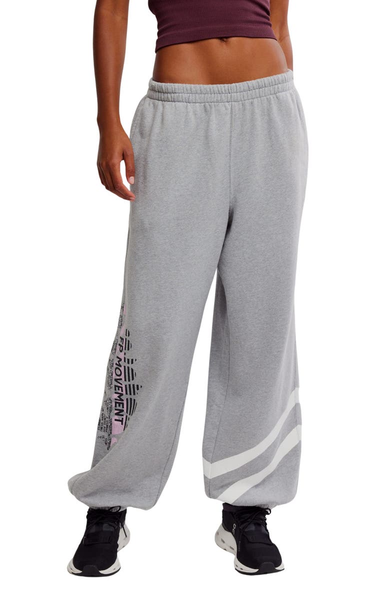 Free People FP Movement All Star Oversize Graphic Joggers, Main, color, Heather Grey/White