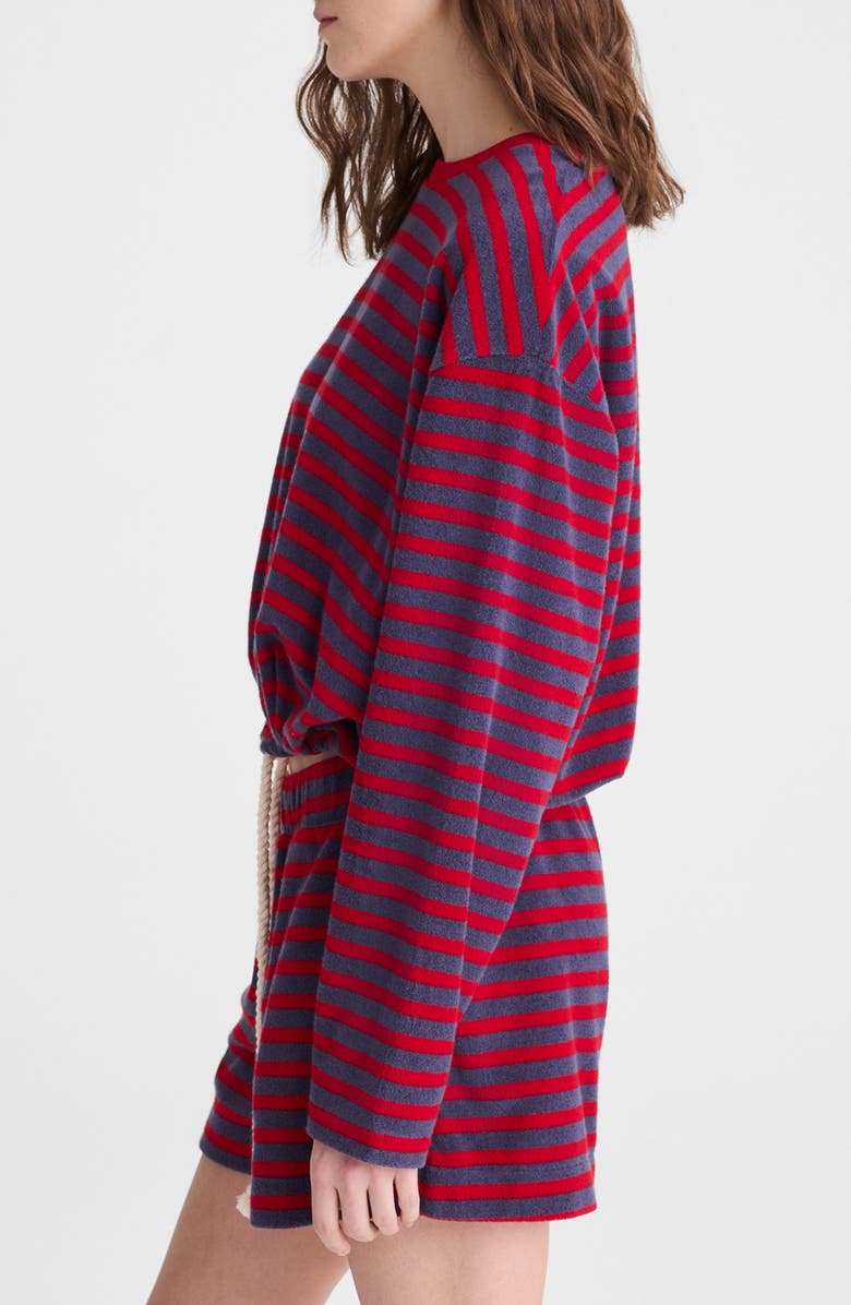 Madewell Tie-Waist Top in Terry, Alternate, color, Red Navy