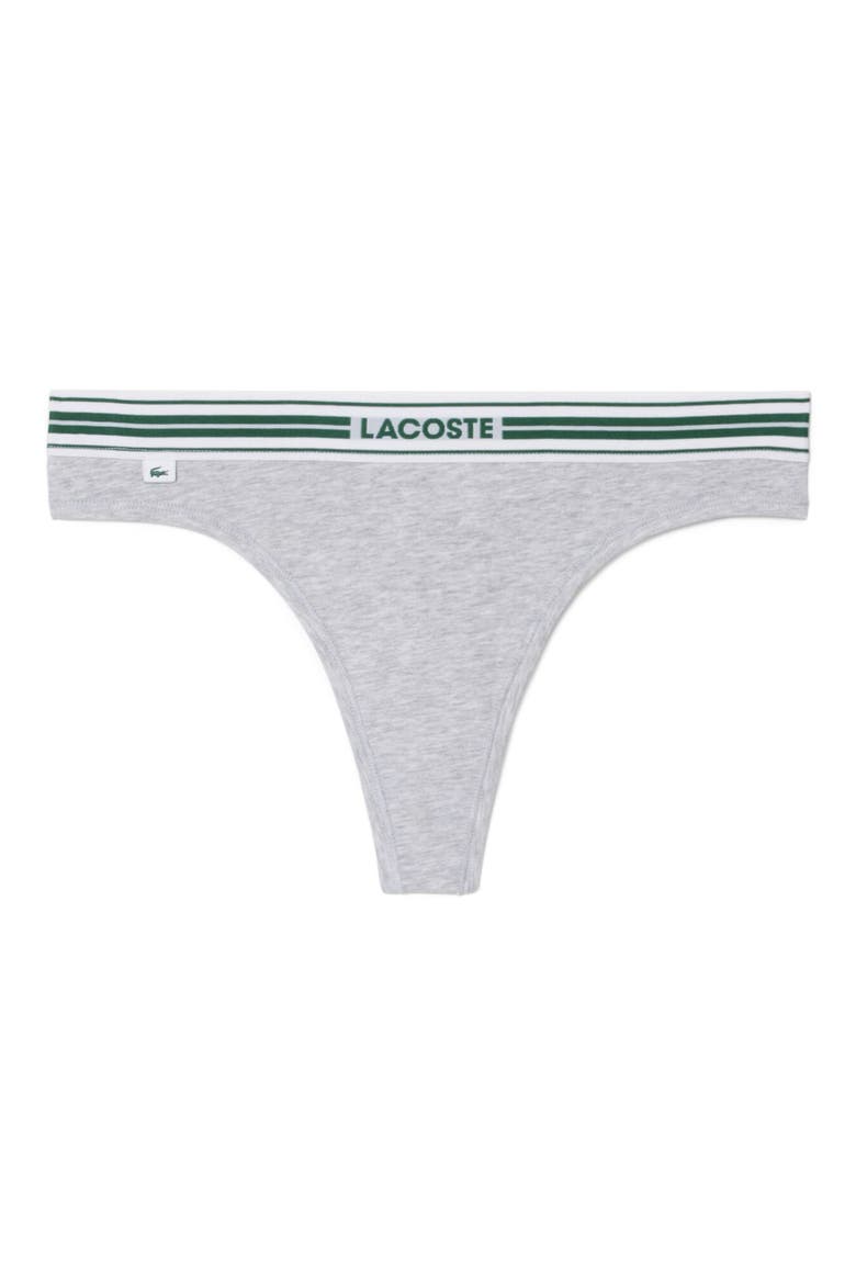 High Waist Stretch Cotton Jersey Thong, Main, color, SILVER CHINE