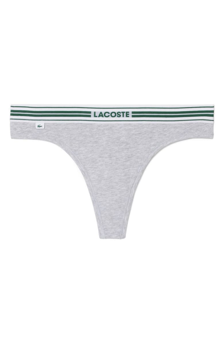 Lacoste High Waist Stretch Cotton Jersey Thong, Main, color, Silver Chine