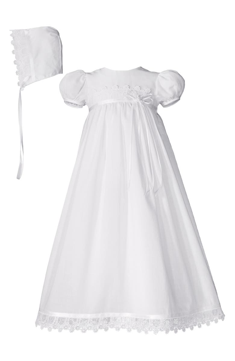 Little Things Mean a Lot Christening Gown & Hat Set, Main, color, White