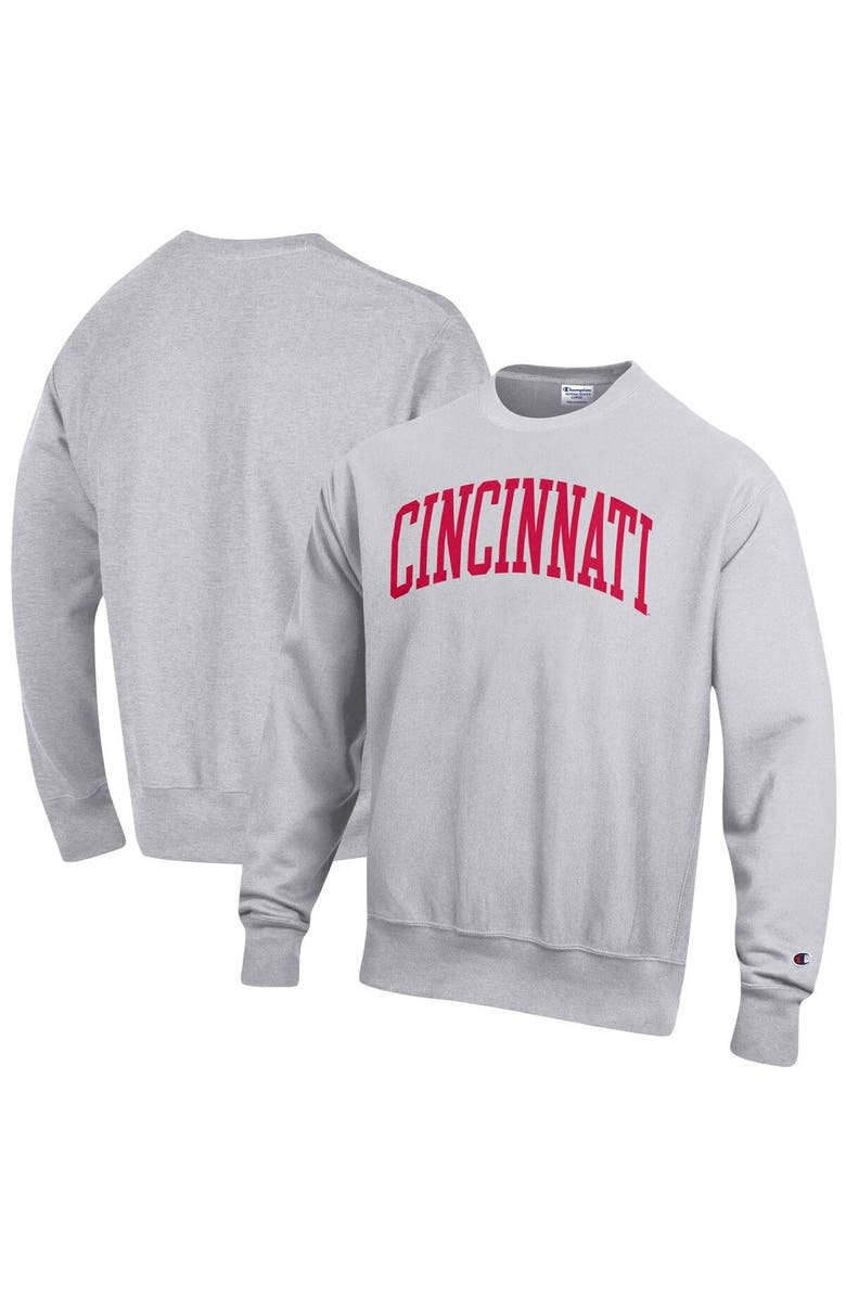 Champion Men's Champion Heathered Gray Cincinnati Bearcats Arch Reverse Weave Pullover Sweatshirt, Main, color, Heather Gray