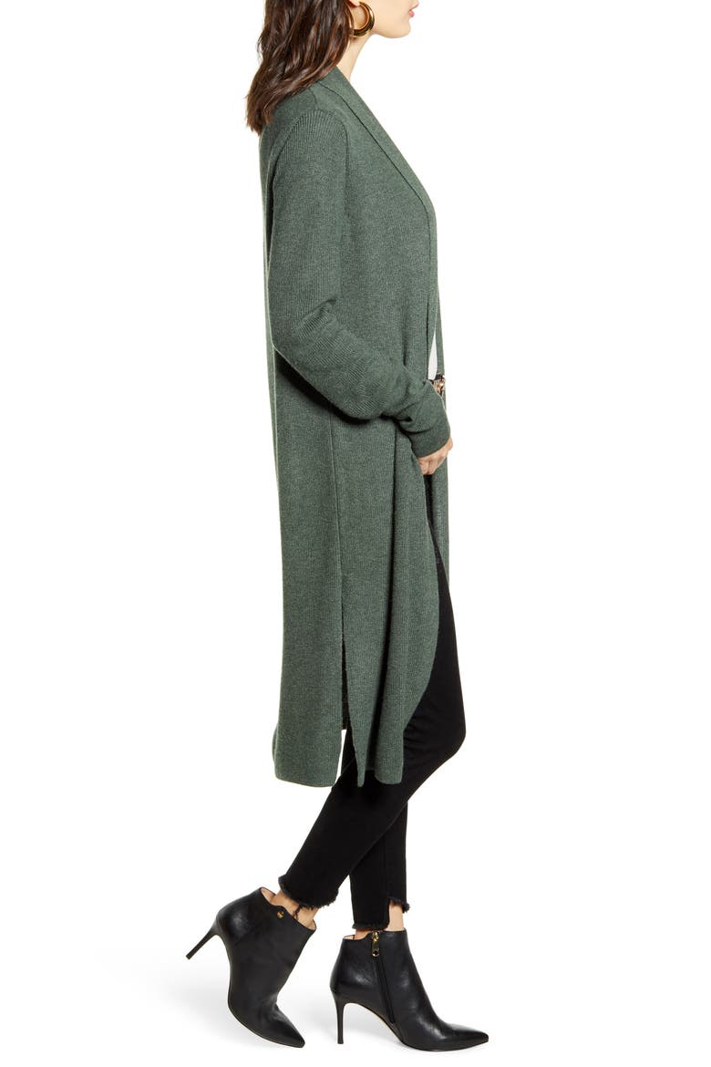 Longline Cardigan, Alternate, color, GREEN THYME HEATHER