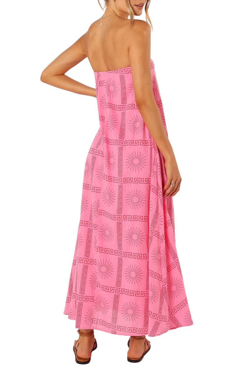 Petal & Pup Soph Print Strapless Maxi Dress, Alternate, color, Pink Red