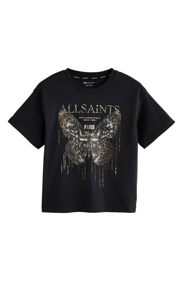 smALLSAINTS by ALLSAINTS Kids' Butterfly Oversize Cotton Graphic T-Shirt, Main, color, Black
