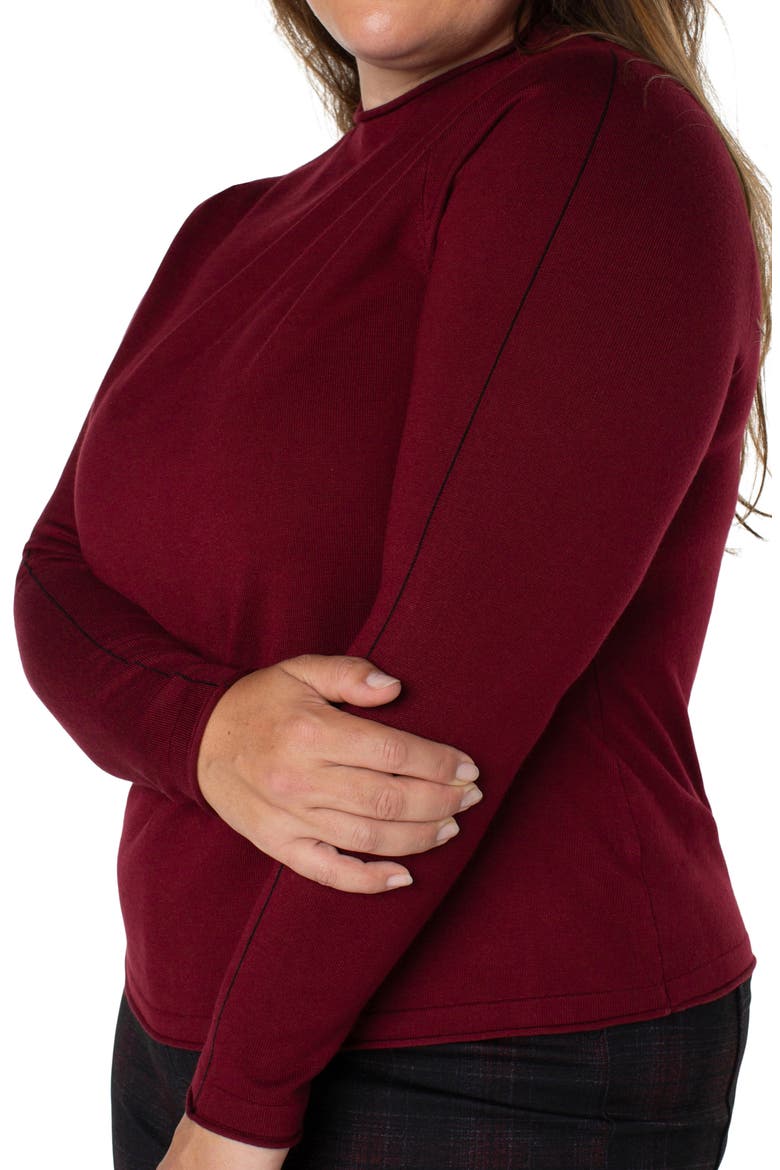 Mock Neck Roll Hem Sweater, Alternate, color, BURGUNDY