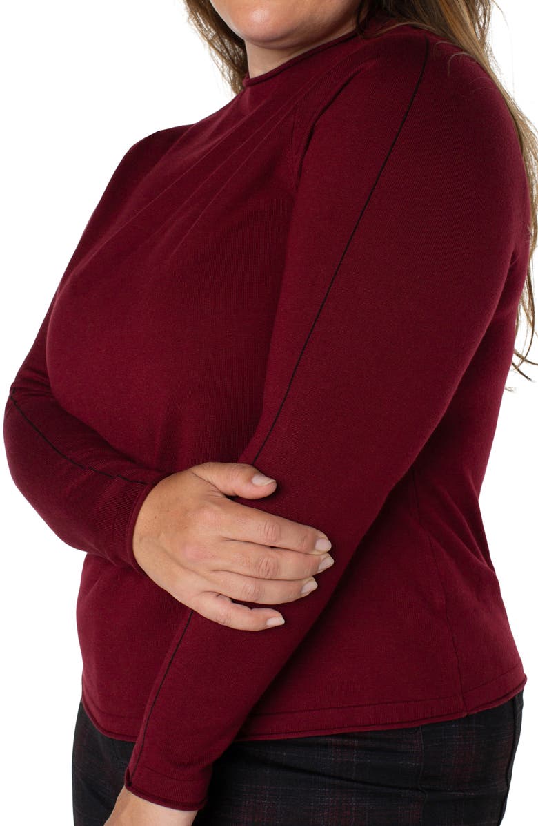 Liverpool Los Angeles Mock Neck Roll Hem Sweater, Alternate, color, Burgundy