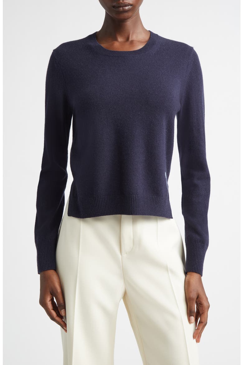 Floral Embroidered Cashmere Sweater, Main, color, NAVY