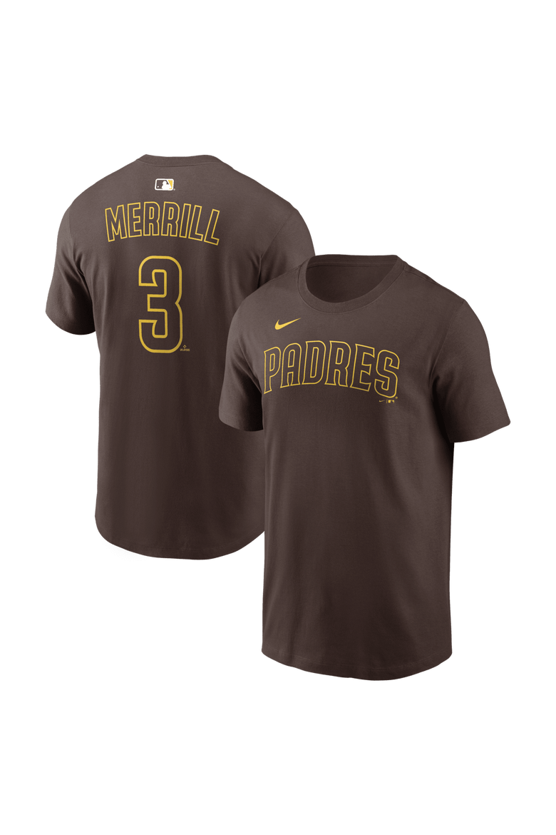 Men's Nike Jackson Merrill Brown San Diego Padres Name & Number T-Shirt, Main, color, Brown